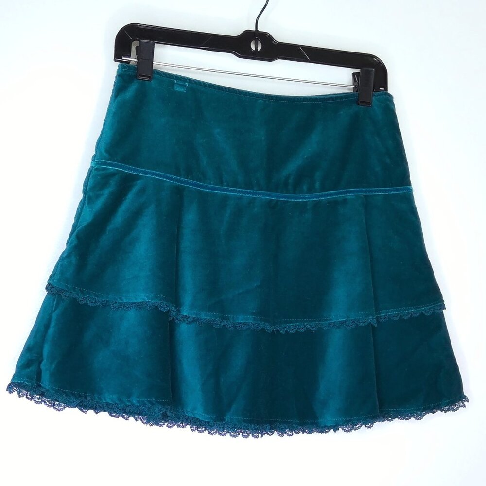 The Children's Place Tiered Skirt Ruffled Lace Trim Teal Lined Soft NWT Sz 14